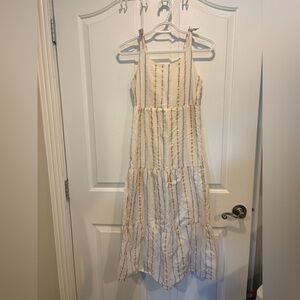 Old Navy Cream Maxi Dress with Yellow, Blue & Rust Stripes